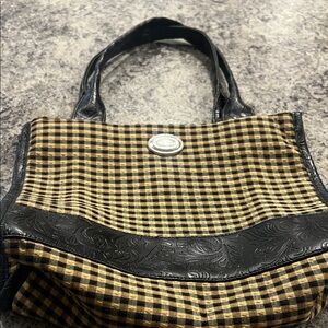 Longaberger Black and Tan Checkered Tote